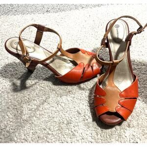 Giani Bernini Leather Slingback Sandals GB Eliora Womens Sz 8 M F0031 Orange Tan